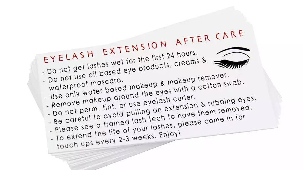 lash extension aftercare card