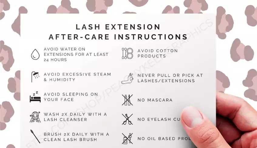 lash extension aftercare card