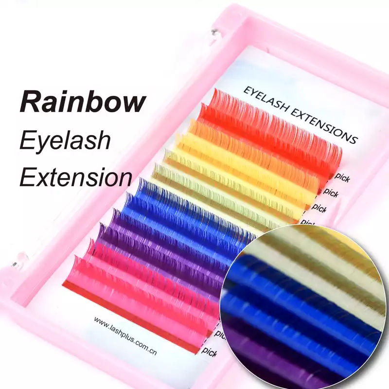 soft rainbow eyelash extensions