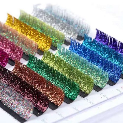 color glitter individual lash extensions